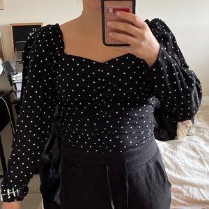 Heart Neck Polka Dot Top